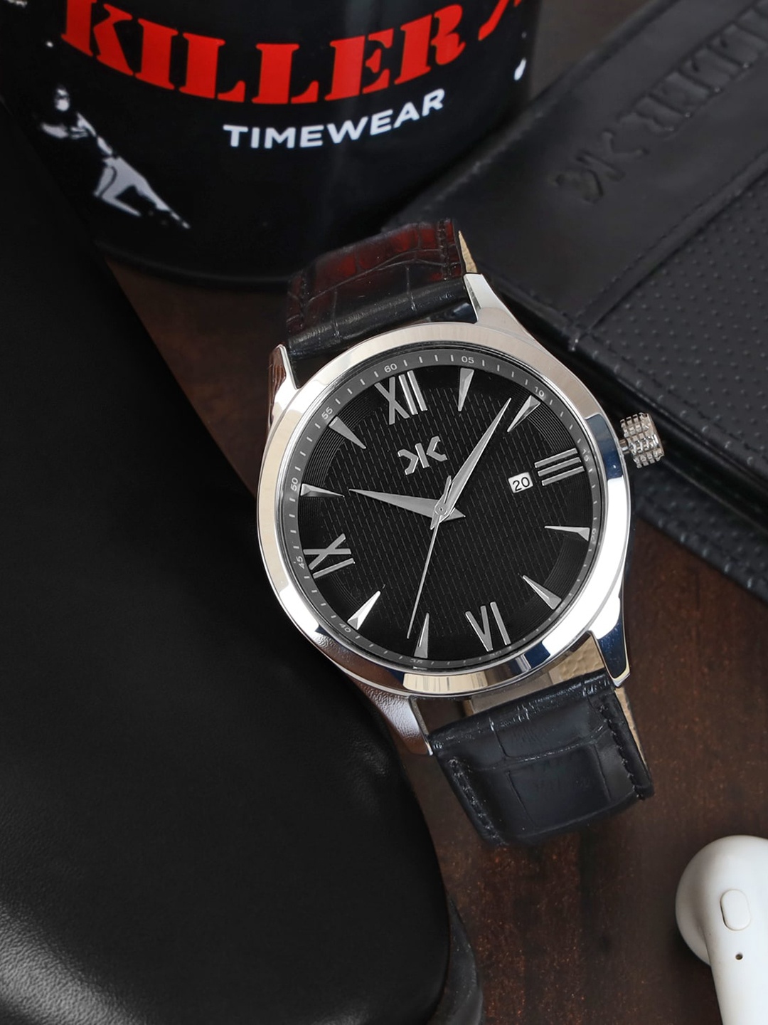

Killer Men Leather Straps Analogue Watch KLMO78B, Black