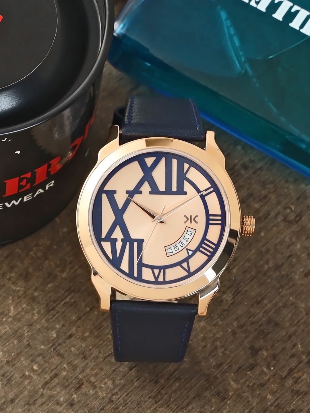 

Killer Men Textured Leather Straps Analogue Watch KLMO80C, Rose gold