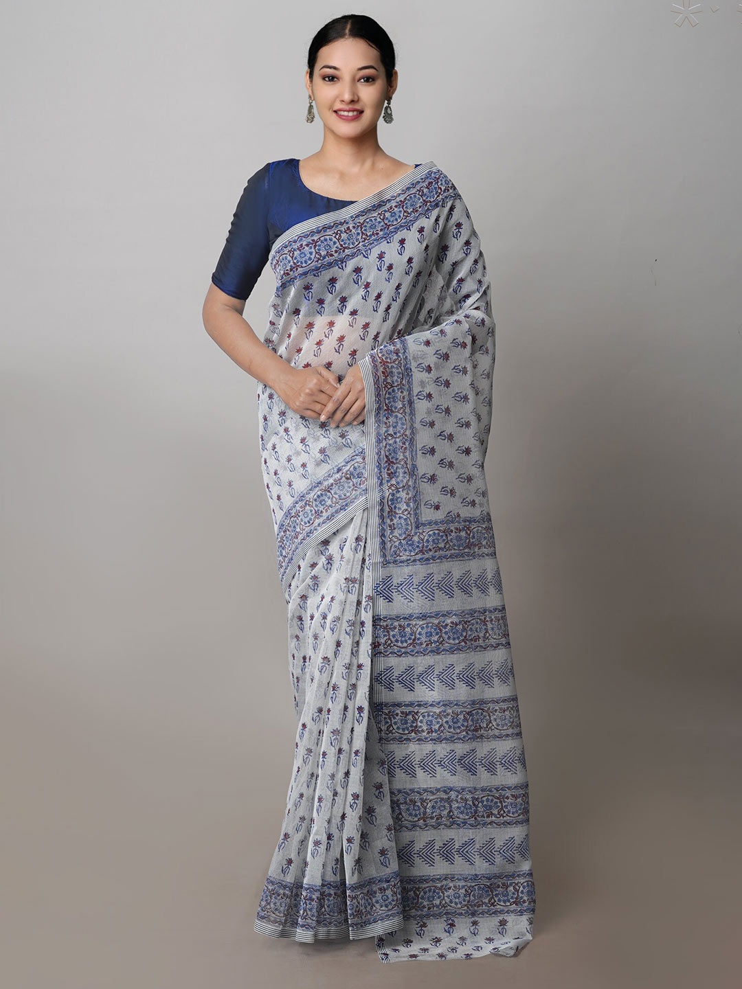 

Unnati Silks Ethnic Motif Supernet Patola Saree With Blouse Piece, Beige