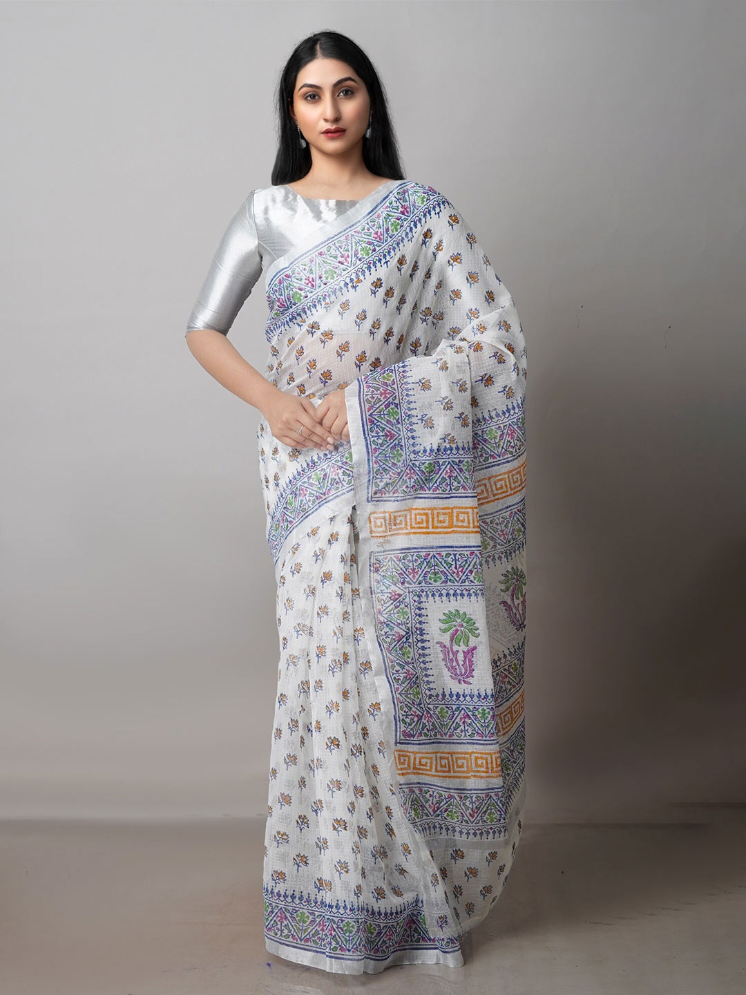 

Unnati Silks Ethnic Motifs Pure Cotton Kota Saree With Blouse Piece, White