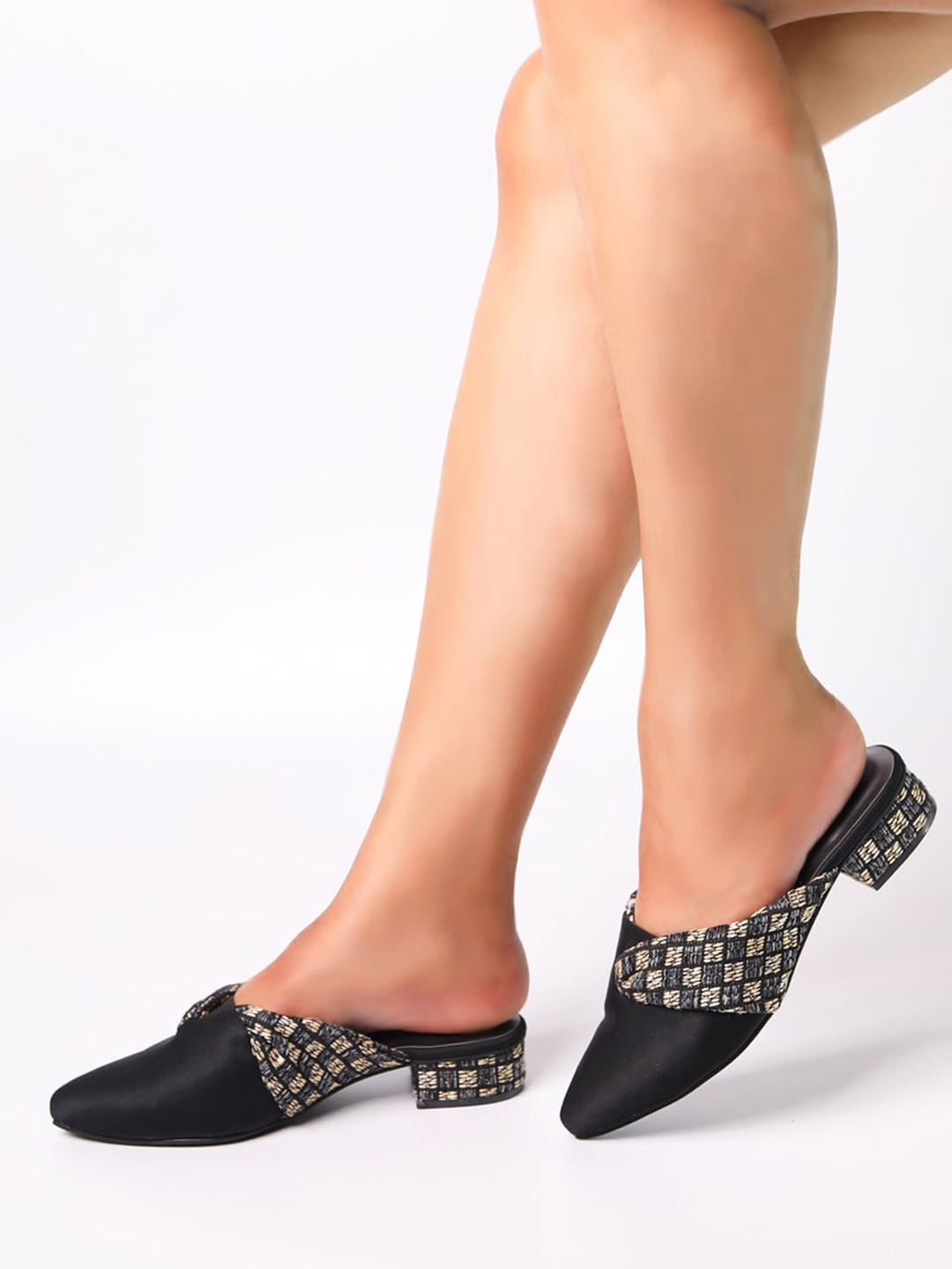 

Monrow Embellished Block Heel Mules, Black