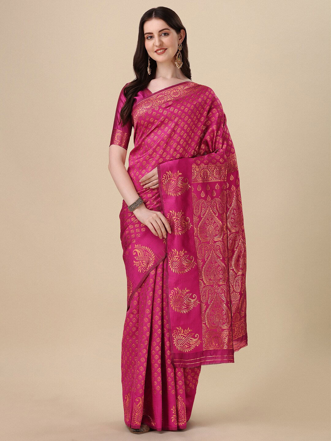 

KALINI Woven Design Zari Banarasi Saree, Pink