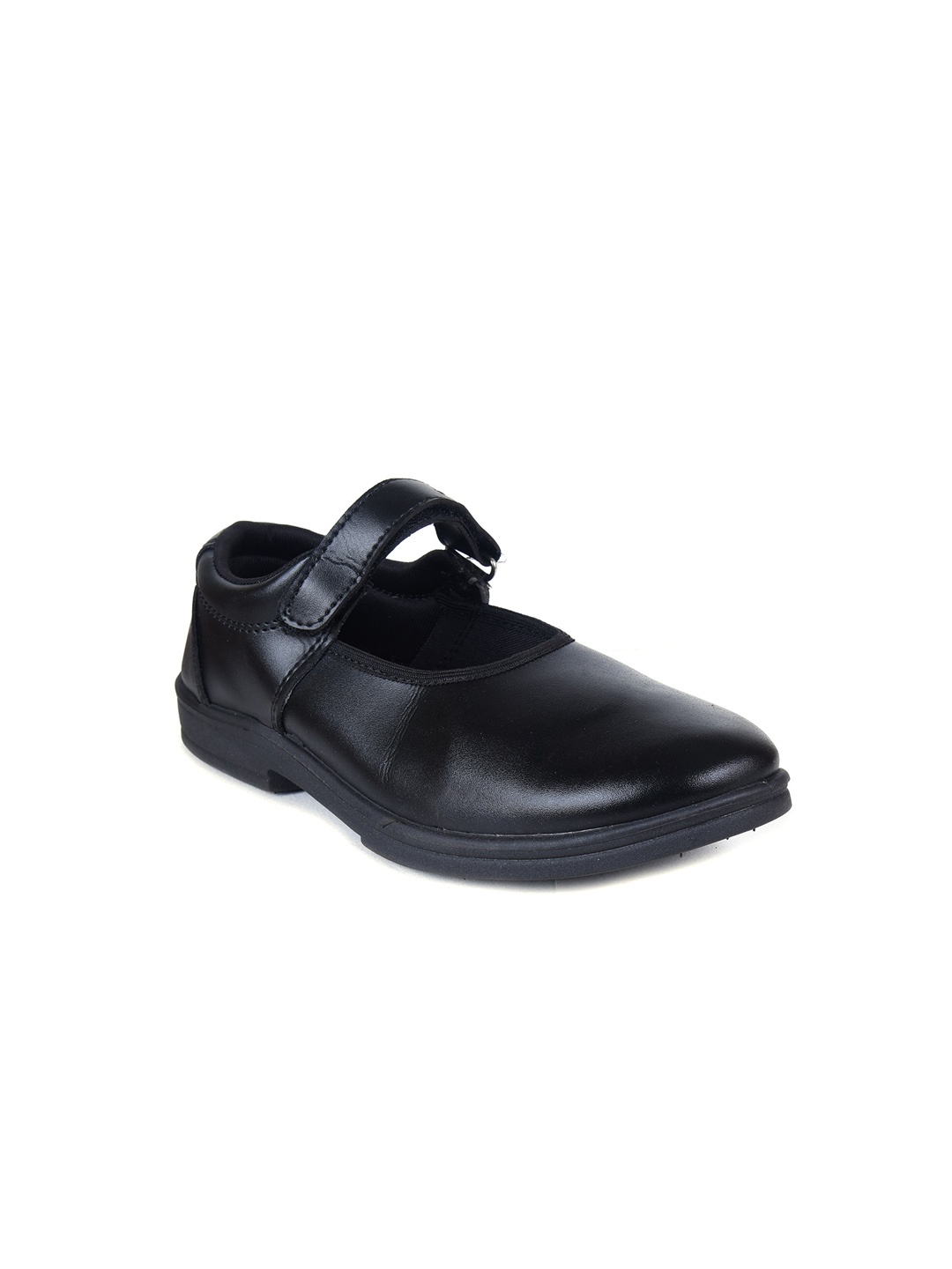 

Ajanta Girls Round Toe Velcro Detail School Ballerinas, Black