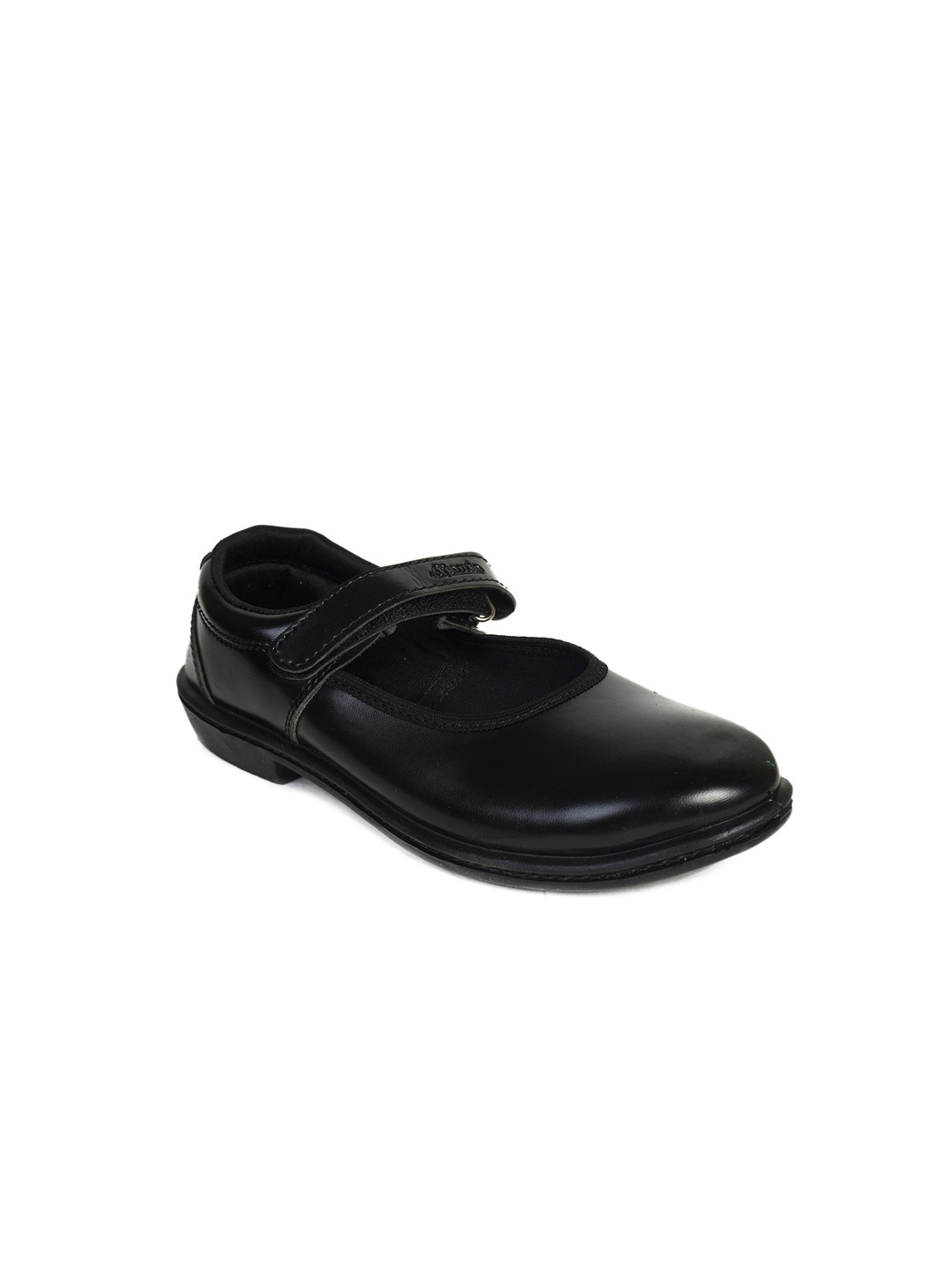 

Ajanta Girls Round Toe Velcro Detail School Ballerinas, Black