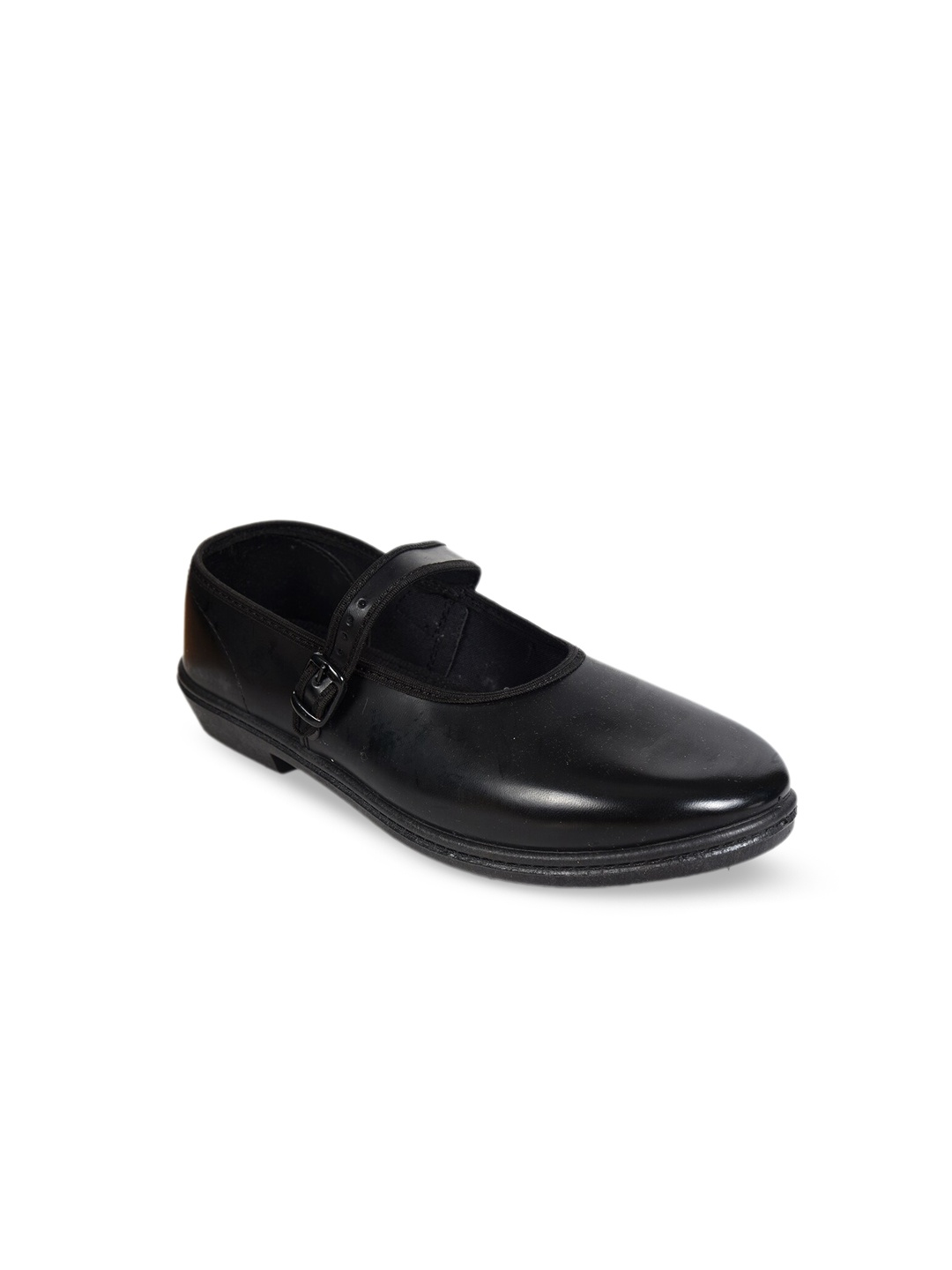 

Ajanta Girls Round Toe School Ballerinas With Buckle Detail, Black