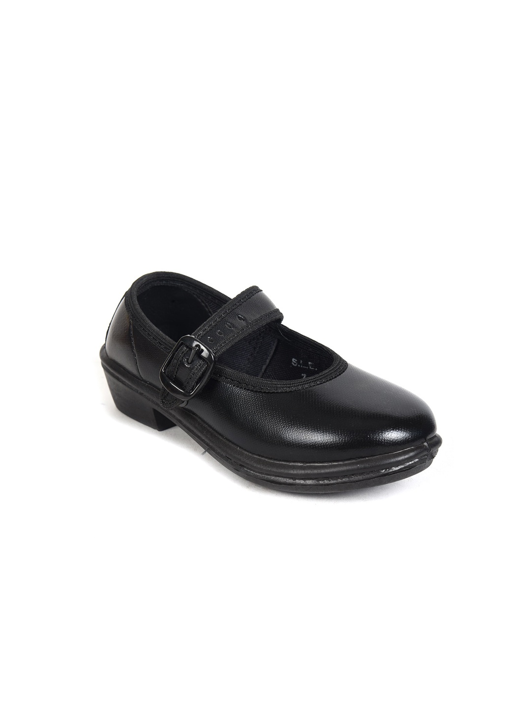 

Ajanta Girls Round Toe School Ballerinas With Buckle Detail, Black