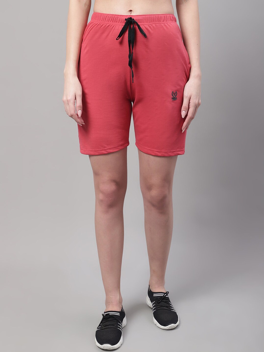 

MACK JONNEY Women Mid-Rise Above Knee Length Cotton Sports Shorts, Pink