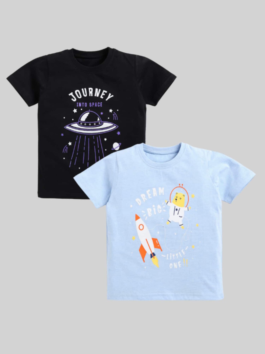 

Toonyport Boys Pack Of 2 Graphic Printed Cotton T-shirts, Black