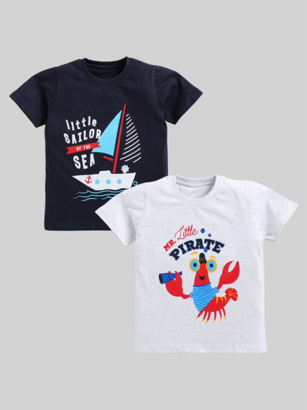 

Toonyport Boys Pack Of 2 Graphic Printed Cotton T-shirt, Navy blue