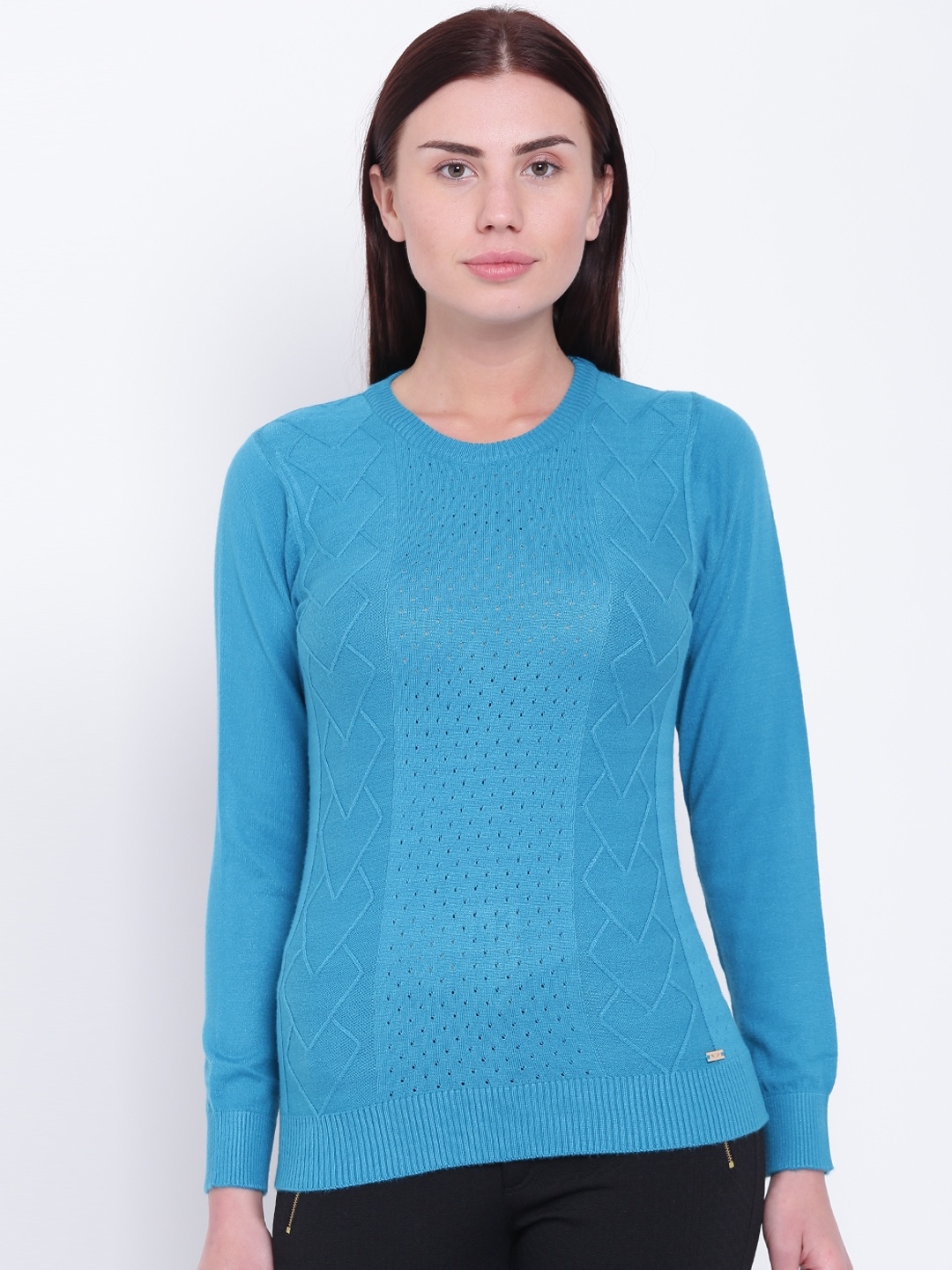 

Park Avenue Woman Blue Self Design Pullover