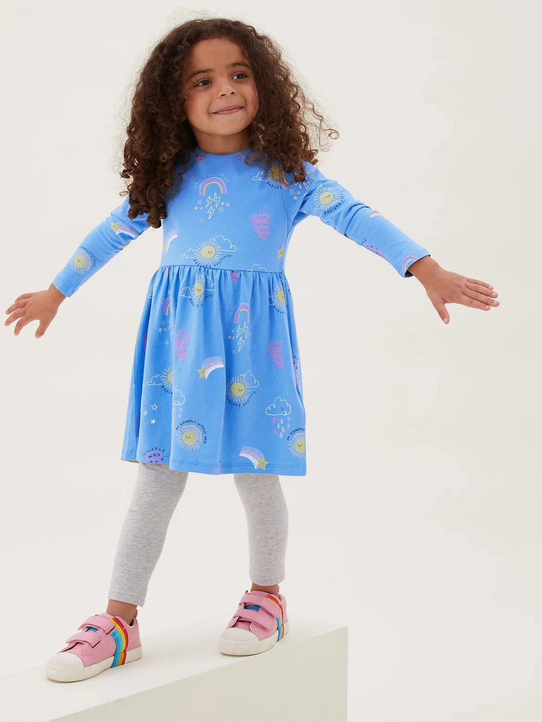 

Marks & Spencer Girls Conversational Printed Pure Cotton Fit & Flare Dress, Blue