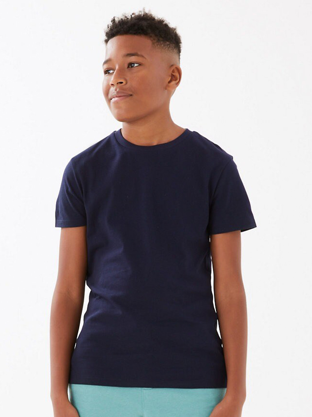 

Marks & Spencer Boys Round Neck Pure Cotton T-shirt, Navy blue