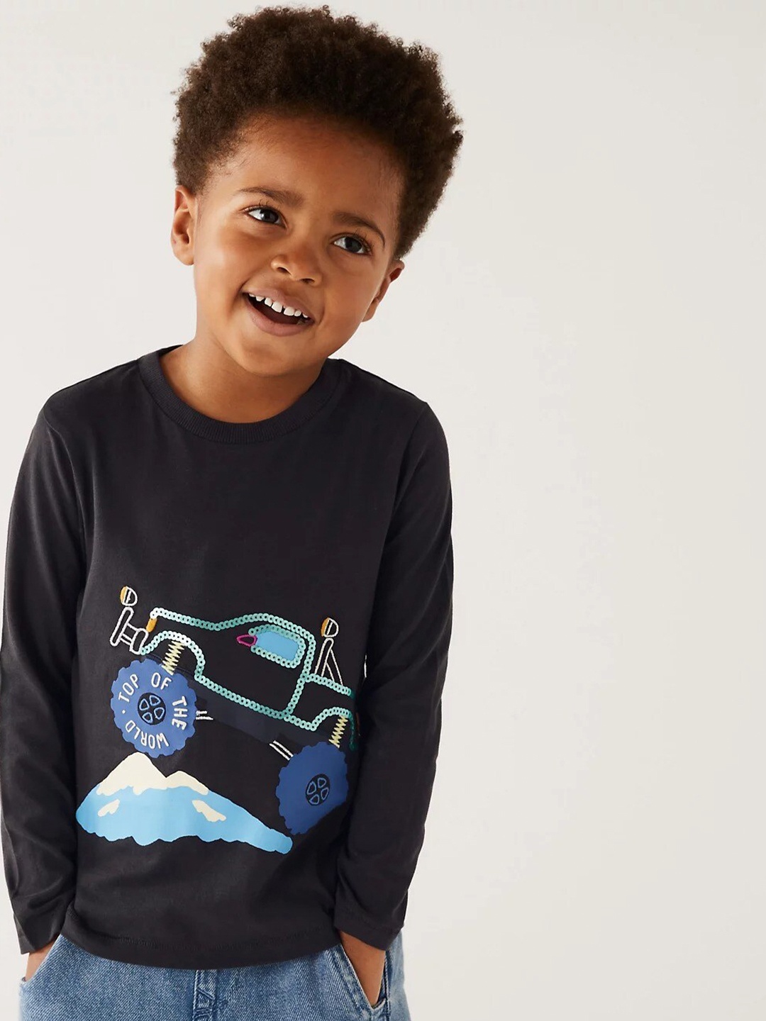 

Marks & Spencer Boys Graphic Printed Cotton T-shirt, Black
