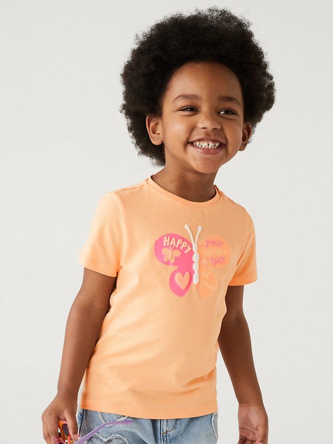 

Marks & Spencer Girls Graphic Printed Pure Cotton T-shirt, Coral