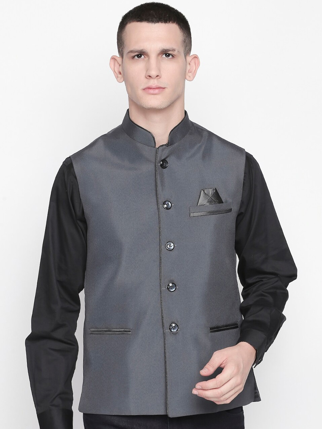 

Blacksmith Woven Nehru Jackets, Grey
