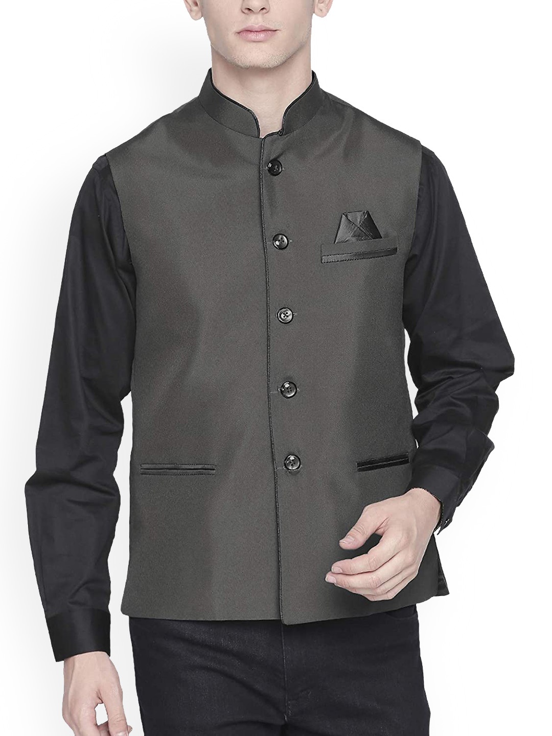 

Blacksmith Woven Nehru Jacket, Cream