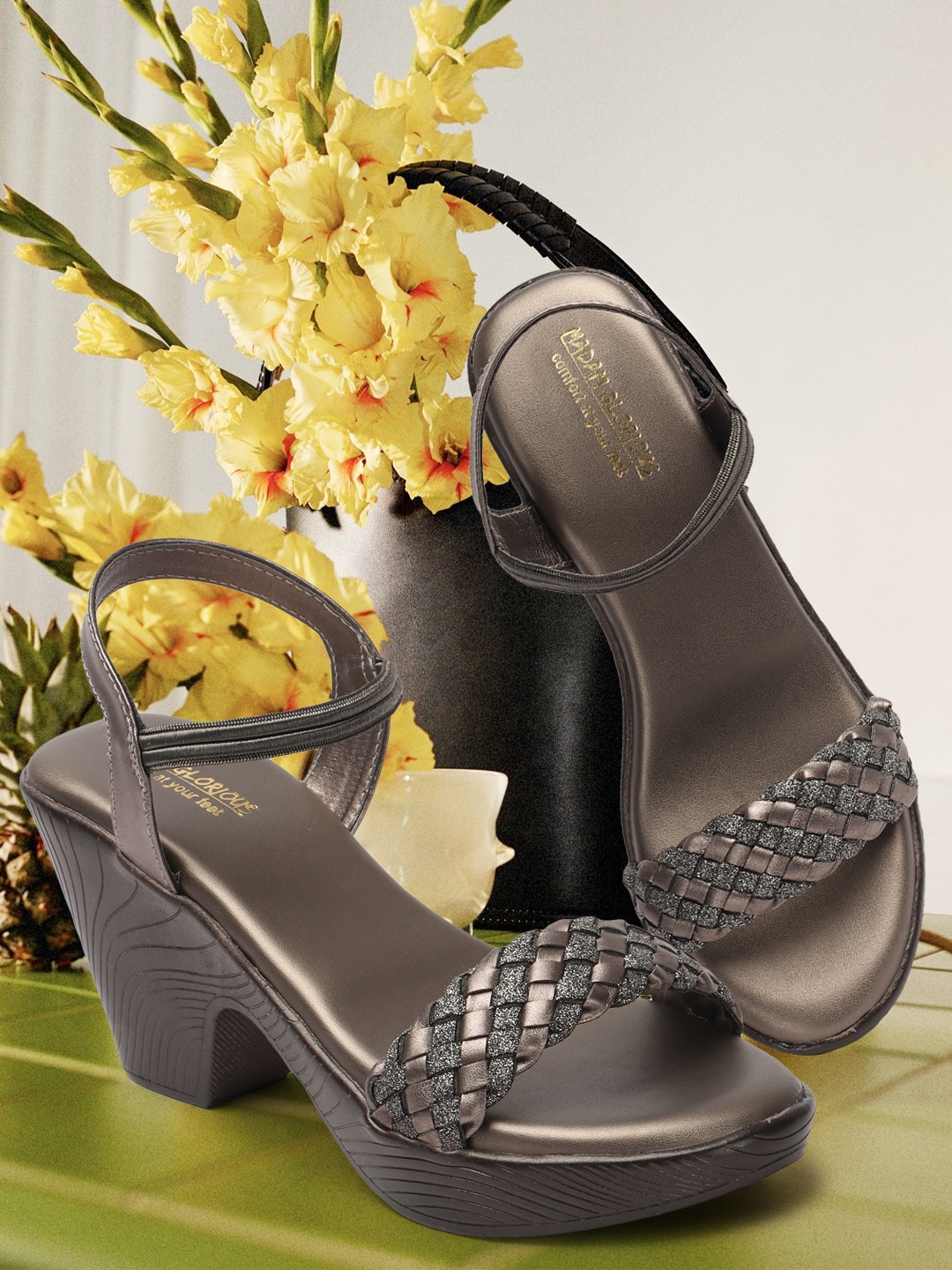 

madam glorious Embellished Platform Heels, Metallic