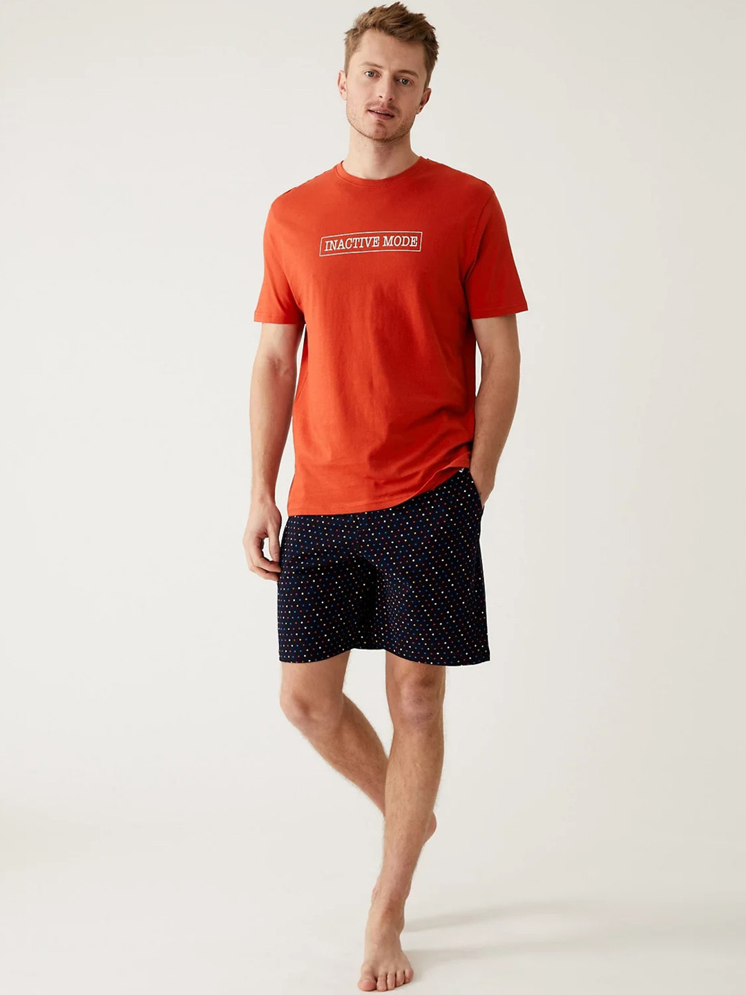 

Marks & Spencer Typography Printed Pure Cotton Night Suit, Orange