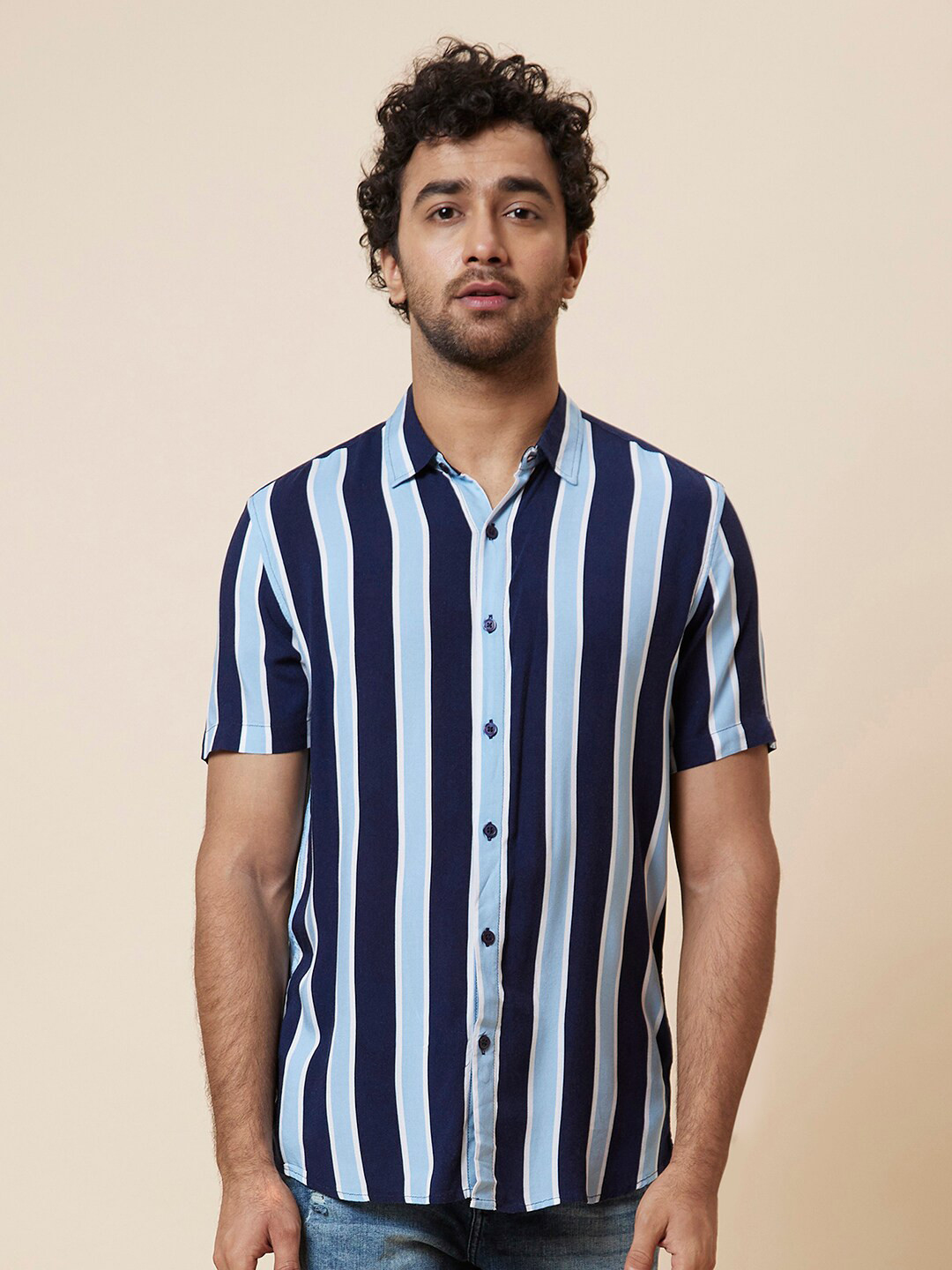 

Globus Original Striped Pure Viscose Resort Shirt, Blue