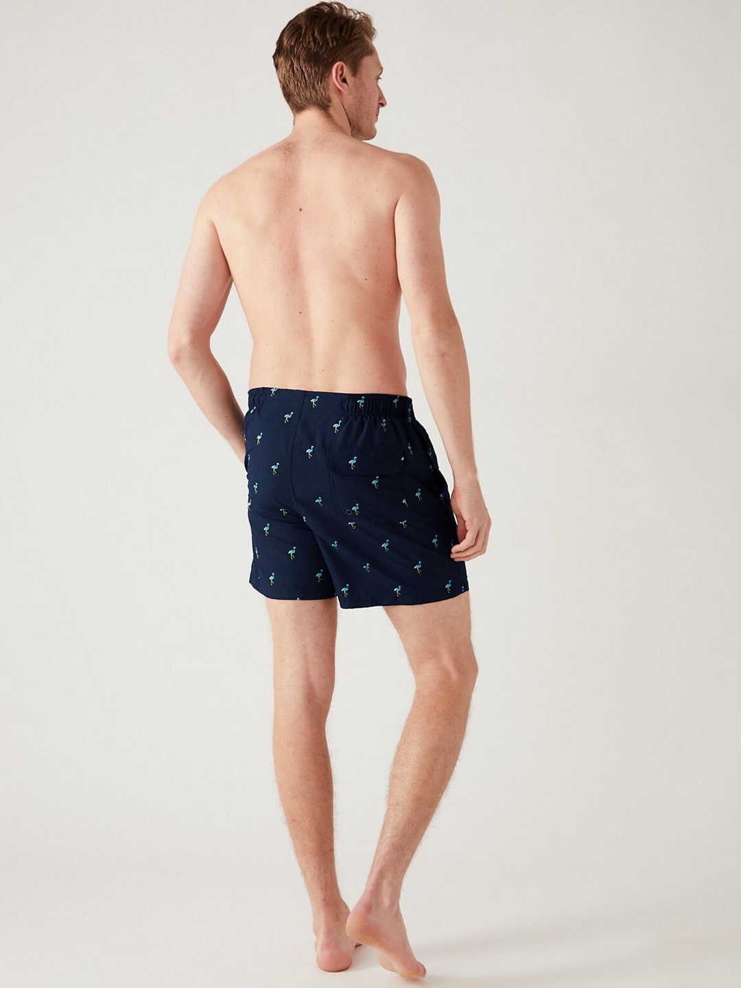 

Marks & Spencer Men Printed Mid-Waist Swim Shorts, Navy blue