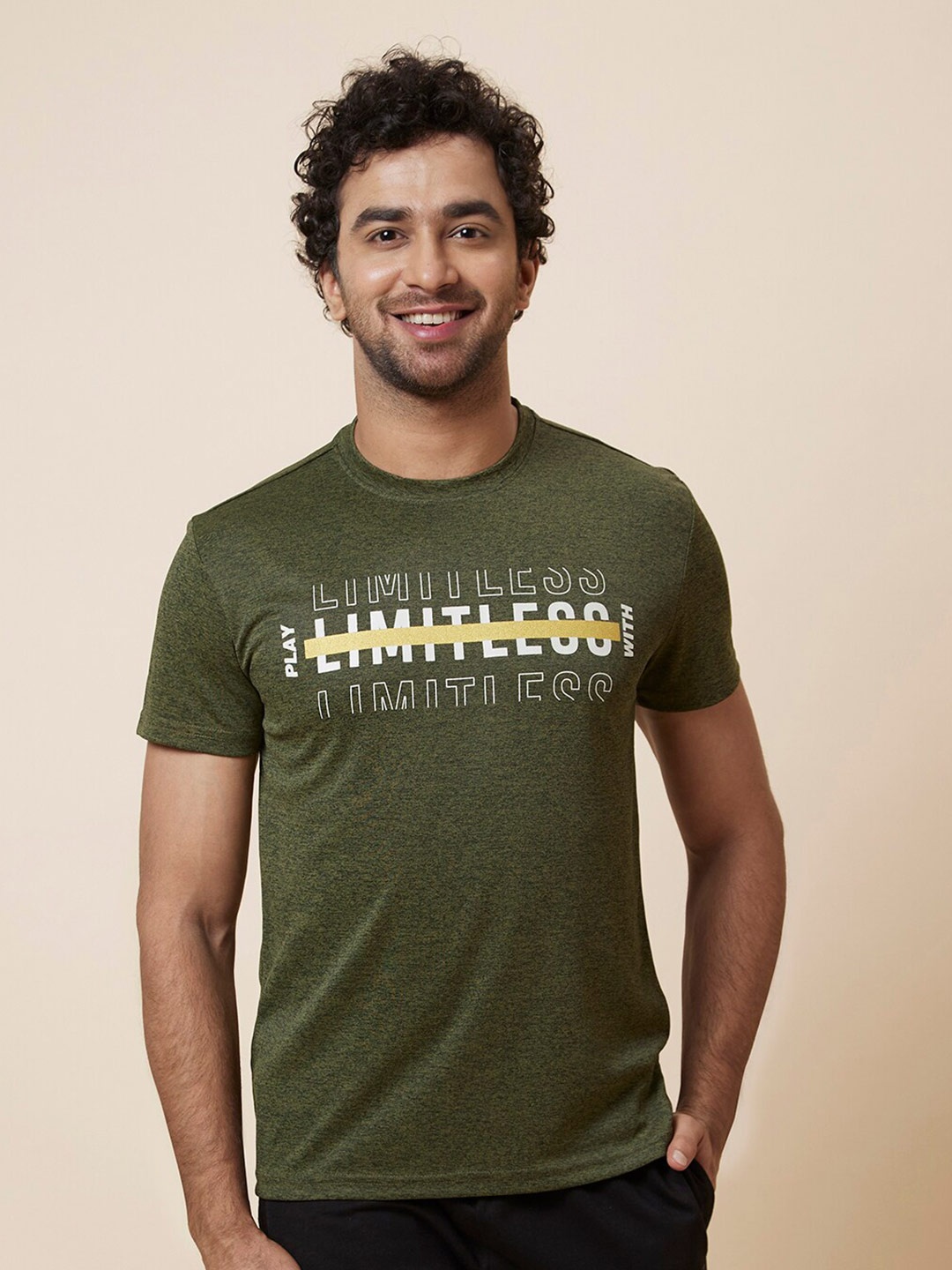 

Globus Typography Printed Polyester T-Shirt, Olive
