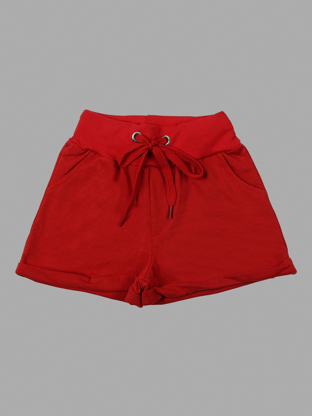 

RAINE AND JAINE Girls Mid-Rise Pure Cotton Shorts, Red