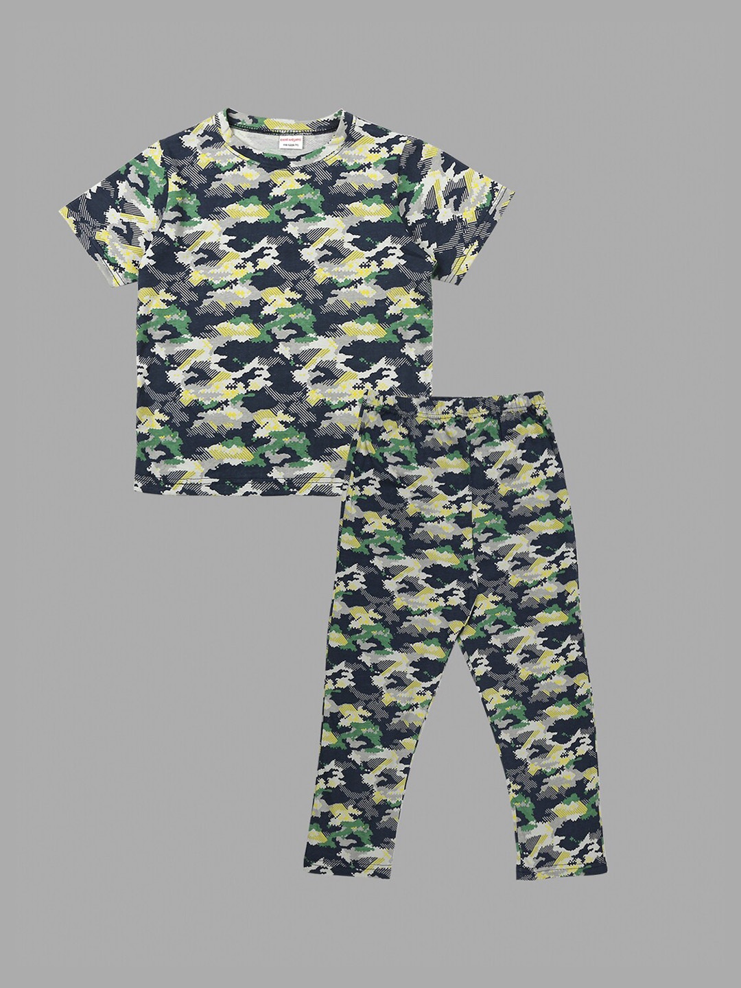 

RAINE AND JAINE Boys Abstract Printed Pure Cotton Night Suit, Black