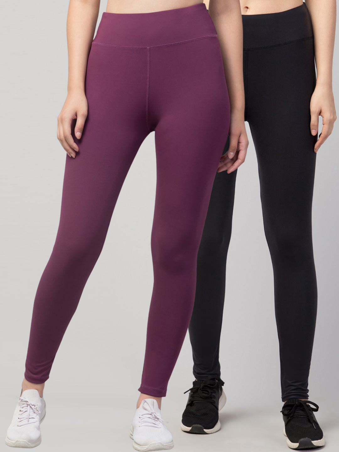 

Apraa & Parma Women Pack of 2 Mid-Rise Ankle-Length Tights, Purple