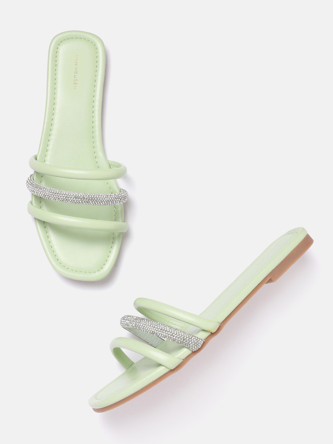 

Van Heusen Woman Embellished Strappy Open Toe Flats, Green