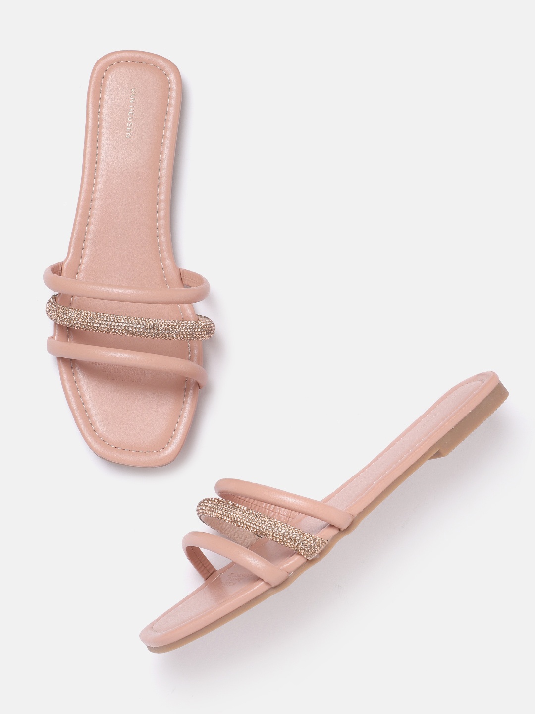 

Van Heusen Woman Embellished Strappy Open Toe Flats, Peach