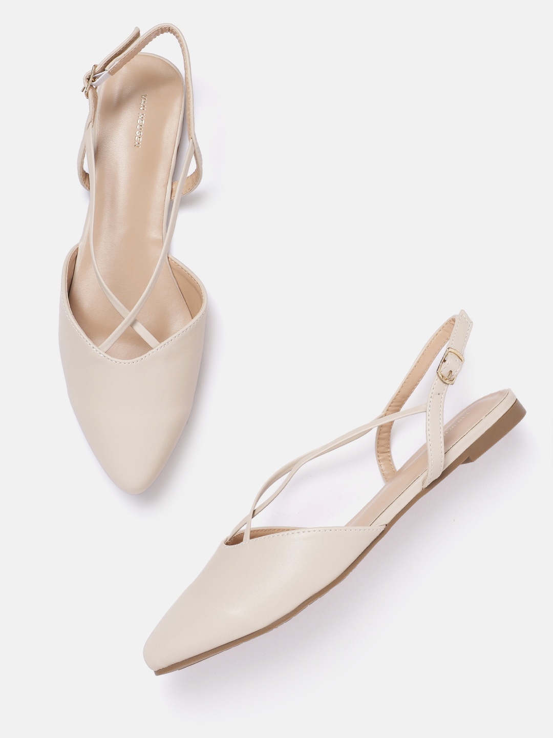 

Van Heusen Woman Pointy Toe Strappy Flats, Off white