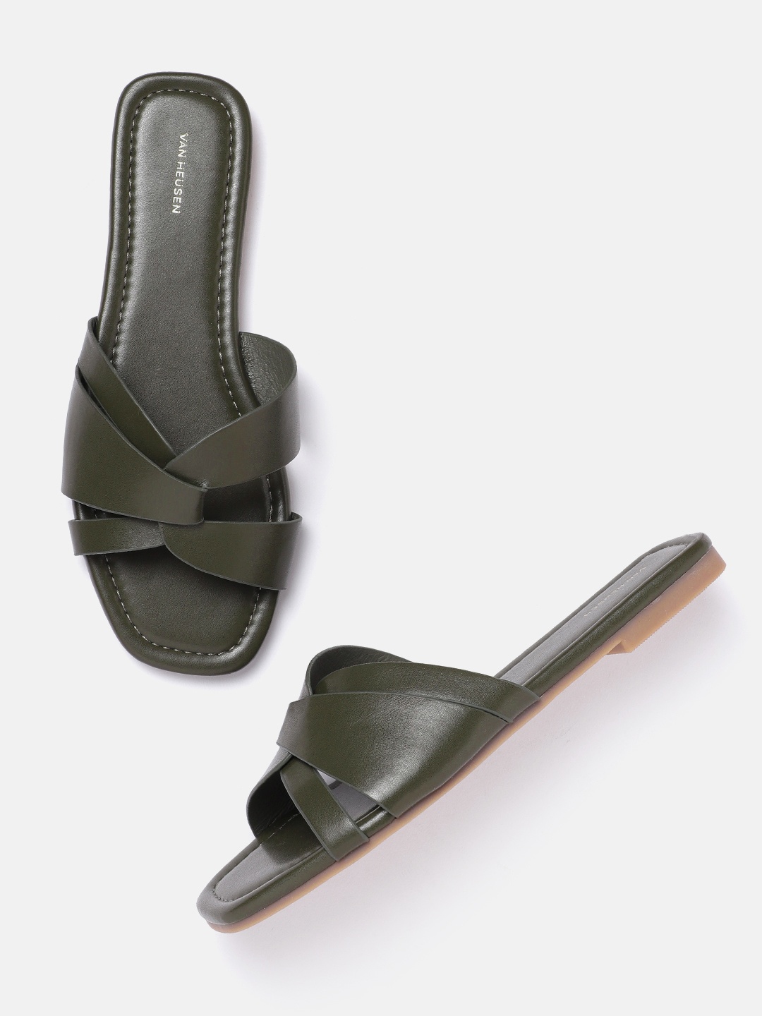 

Van Heusen Woman Open Toe Flats, Olive