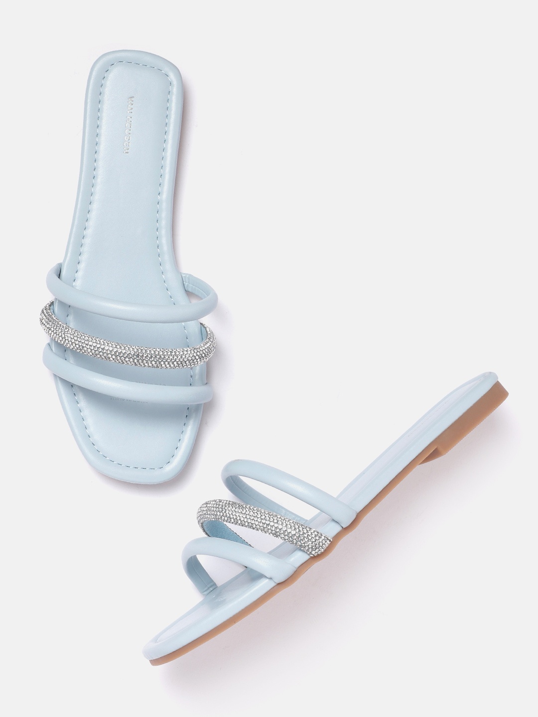 

Van Heusen Woman Embellished Strappy Open Toe Flats, Blue