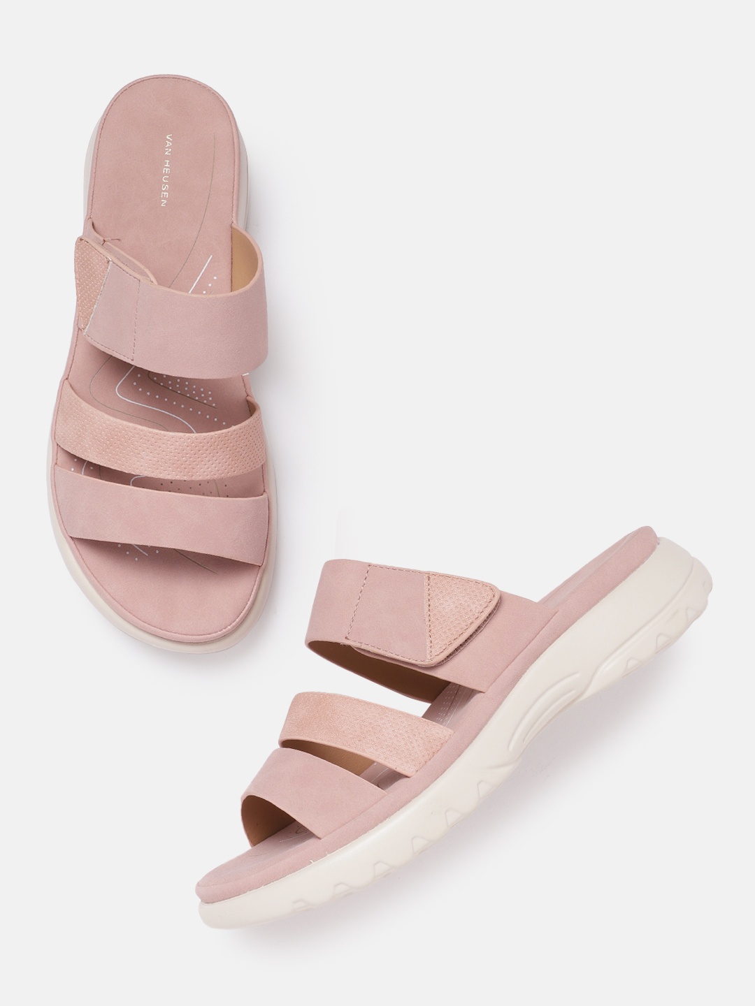 

Van Heusen Woman Textured Strappy Open Toe Flats, Rose