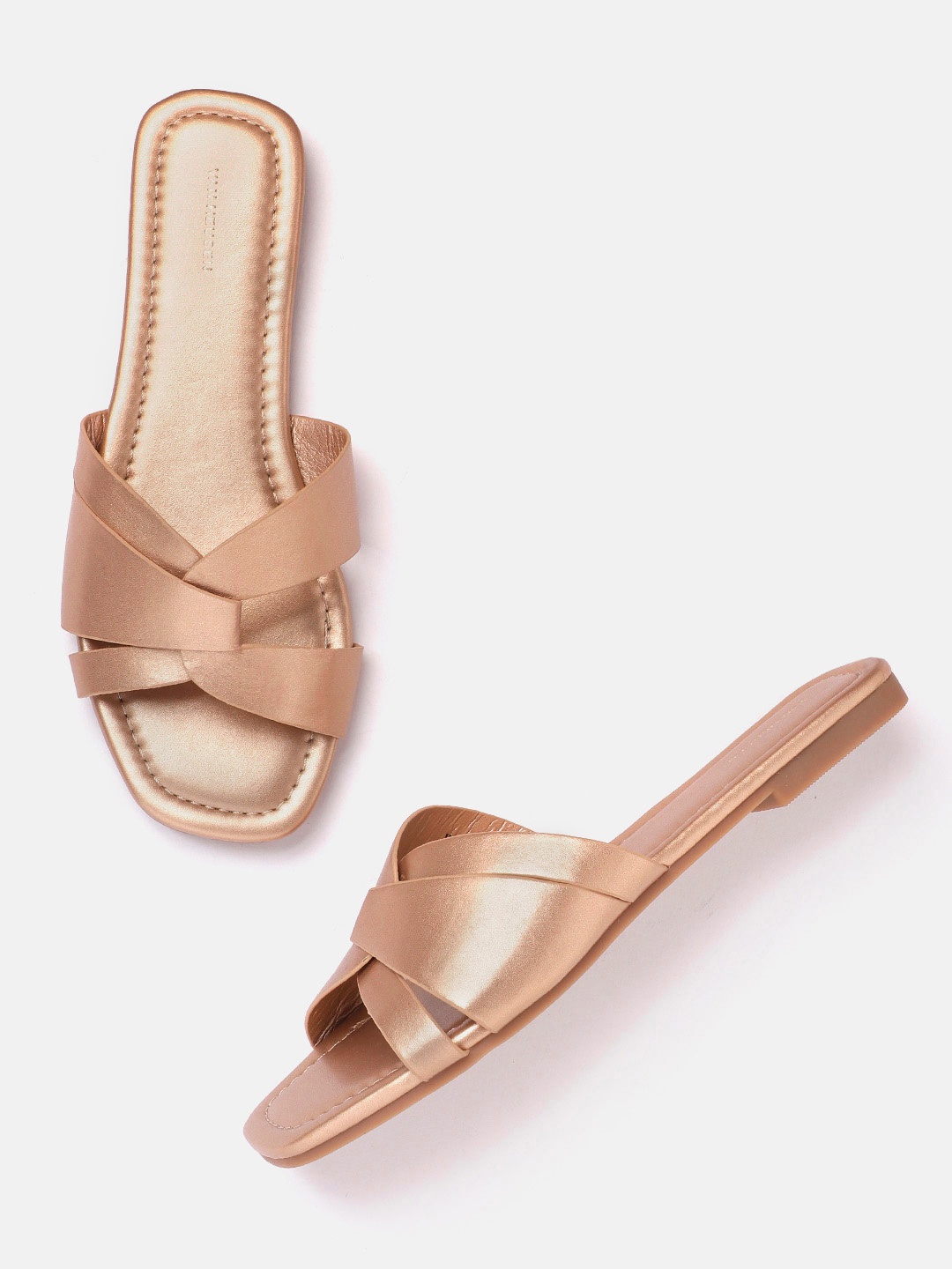 

Van Heusen Woman Strappy Open Toe Flats, Rose gold