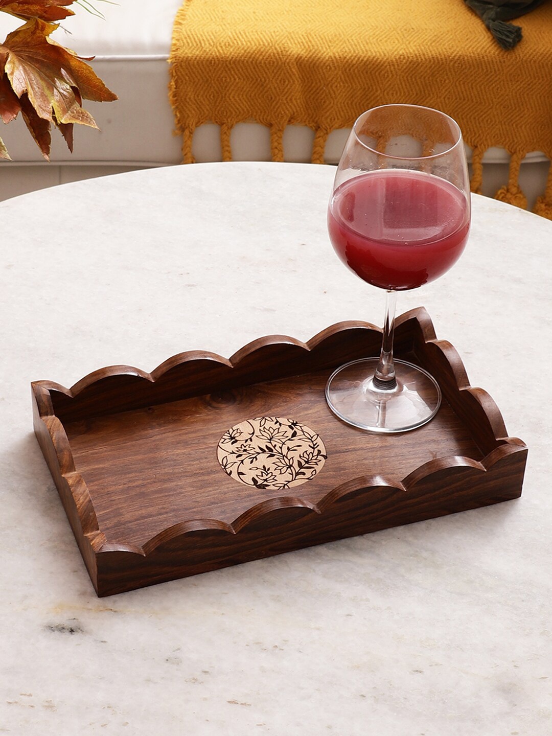 

VarEesha Gul Brown Wooden Serving Tray