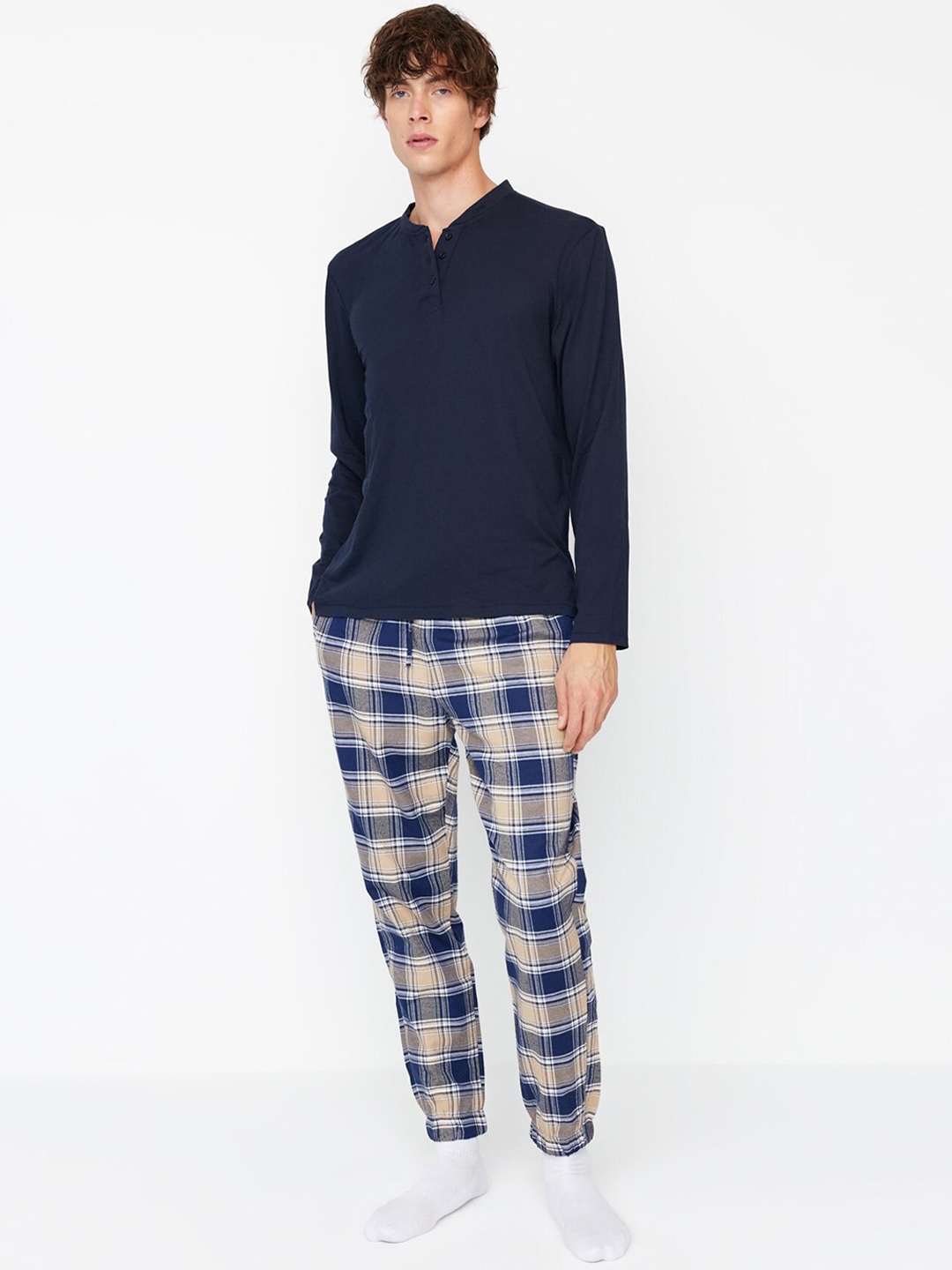 

Trendyol Checked Long Sleeves Casual Tracksuits, Navy blue