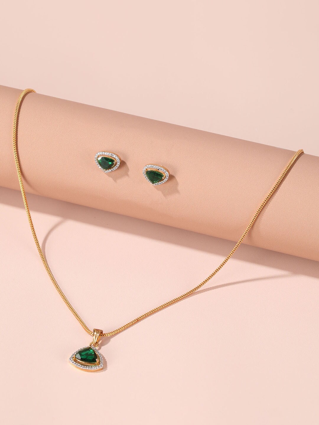 

XPNSV Gold-Plated Cubic Zirconia Necklace and Earrings