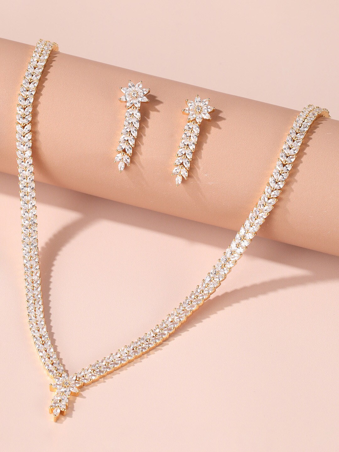 

XPNSV Gold-Plated Cubic Zirconia Necklace and Earrings
