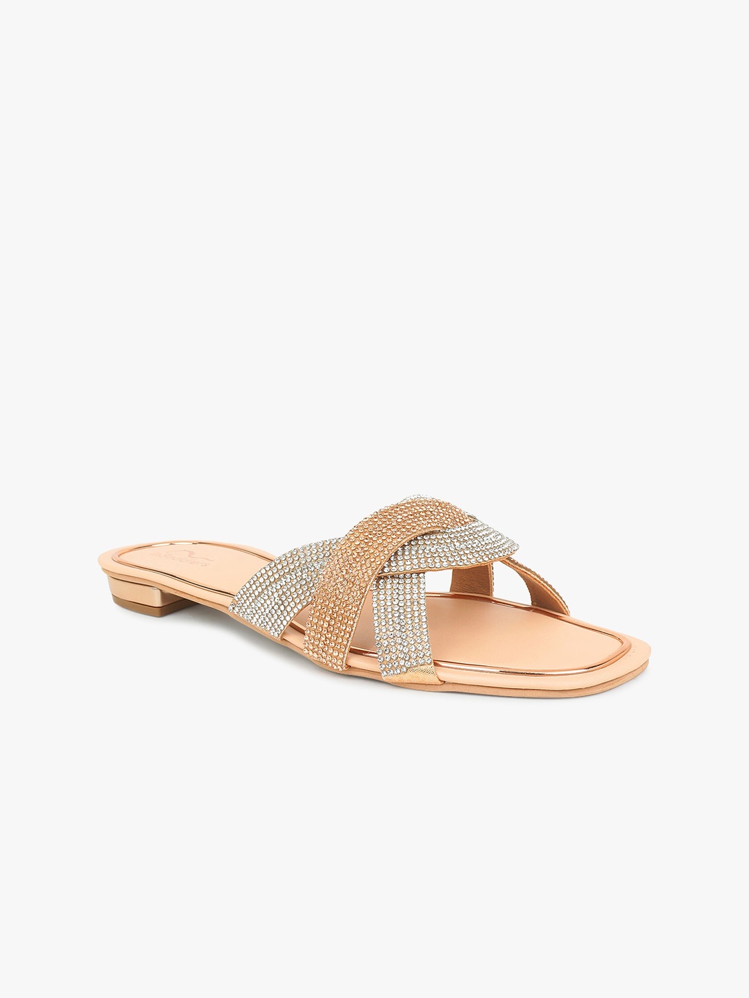 

InSaddlers Women Open Toe Slip On Flats, Gold