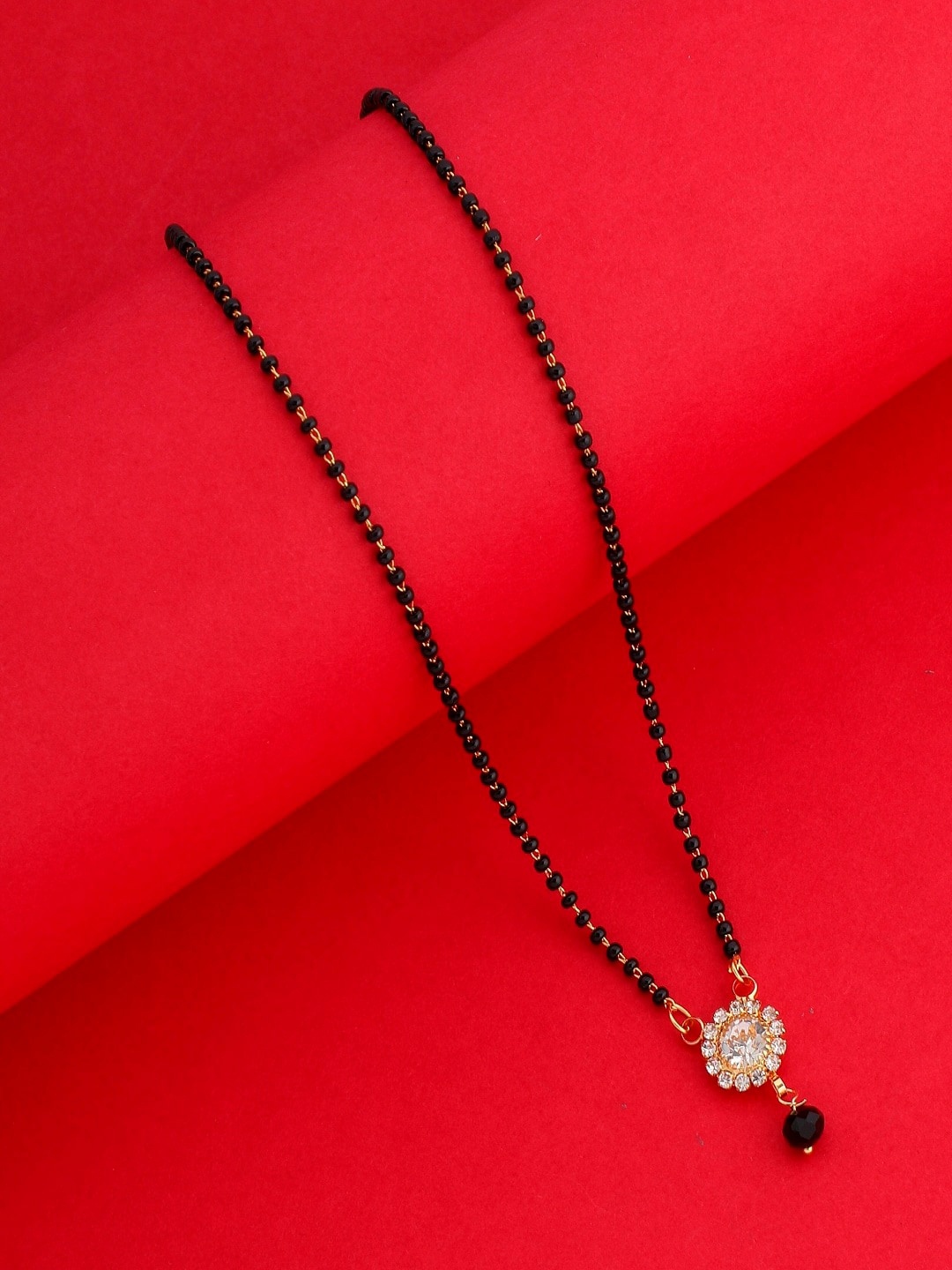 

JEWEL WORLD Gold-Plated Beaded & Stone Studded Mangalsutra