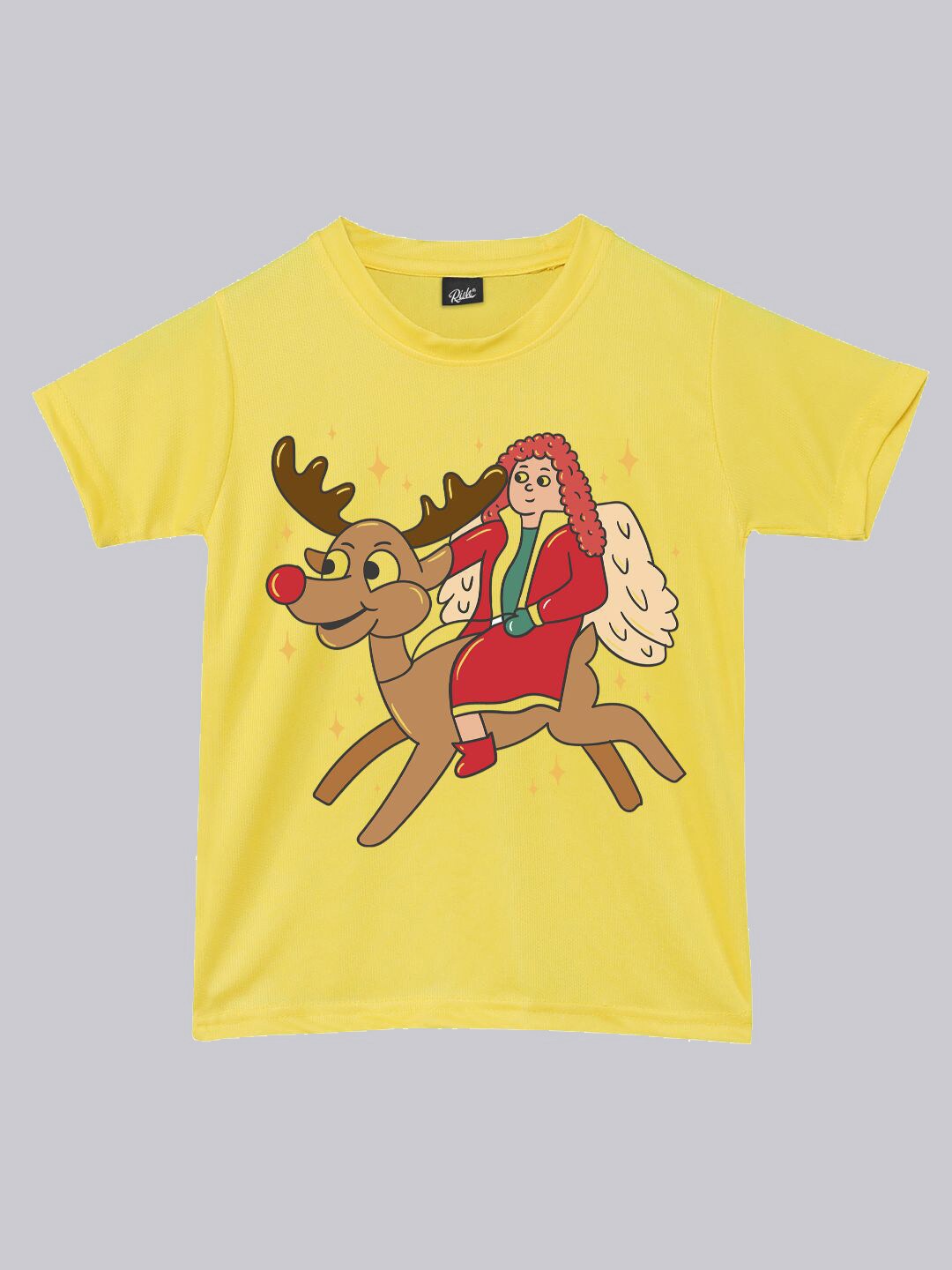 

RISH Boys Graphic Printed Round Neck Loose Fit T-shirt, Yellow