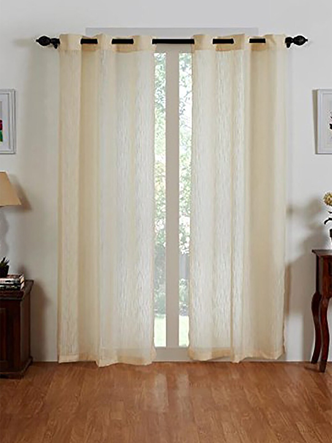 

homewards Off White 2 Pieces Sheer Long Door Curtain