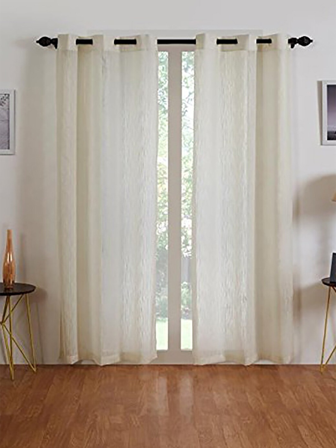 

homewards White 2 Pieces Sheer Long Door Curtain