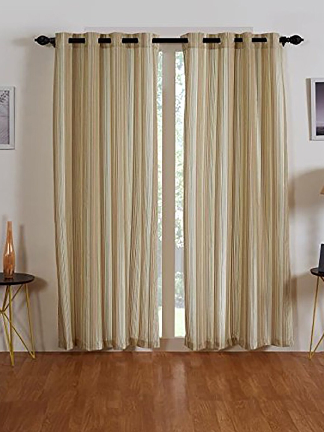 

homewards Beige & Brown 2 Pieces Sheer Long Door Curtain