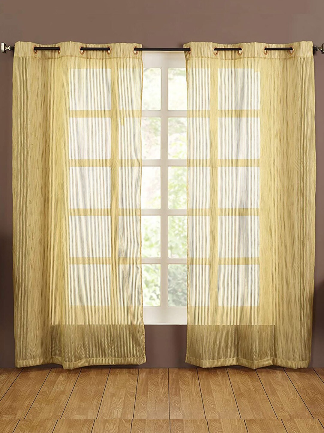 

homewards 2 Pieces Striped Sheer Door Curtain, Cream