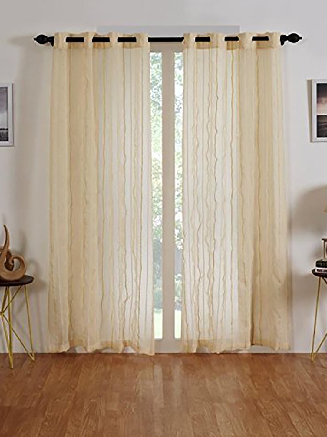 

homewards Beige 2 Pieces Striped Sheer Long Door