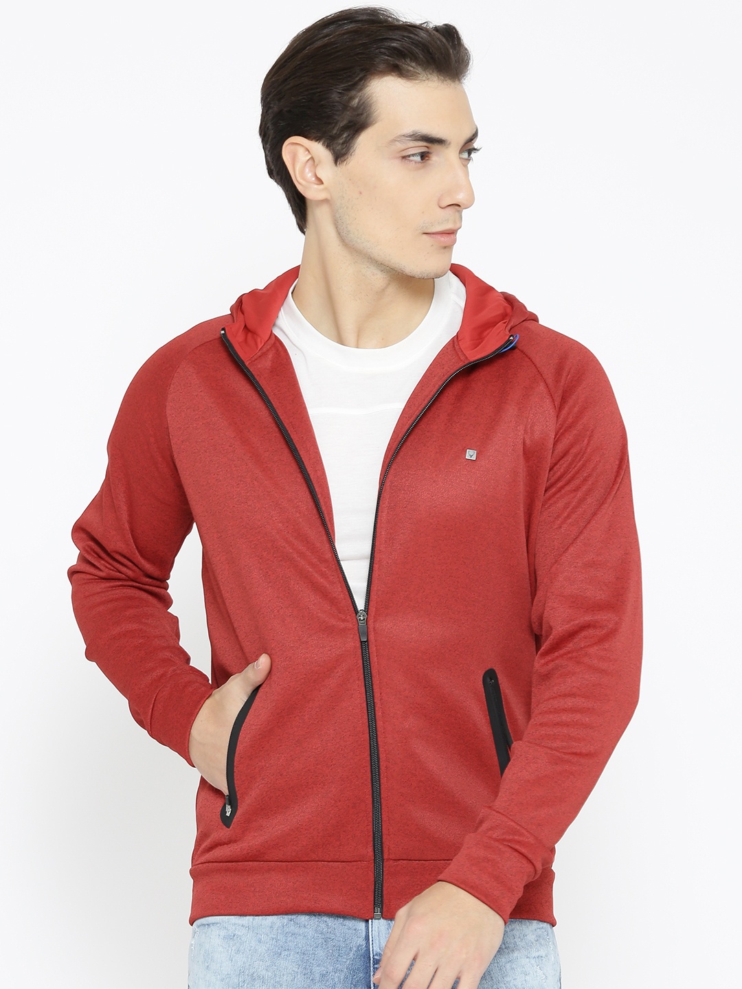 

Allen Solly Sport Men Red Solid Hooded Sweatshirt