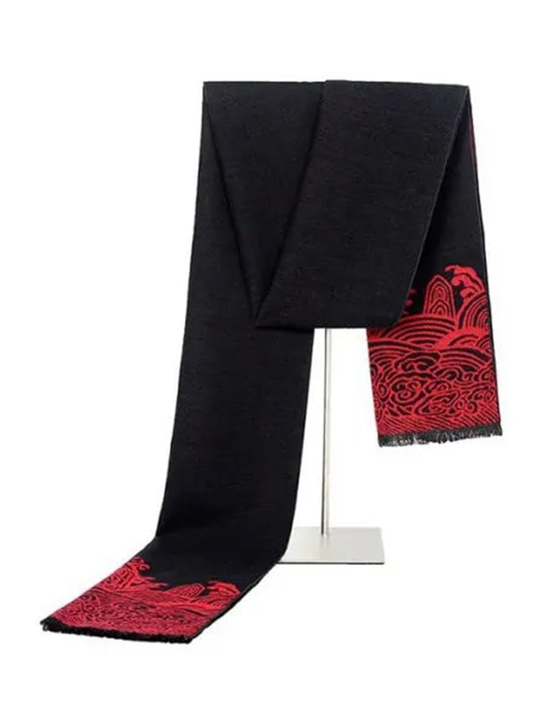 

Alexvyan Women Knitted Printed Double Sided Muffler, Black