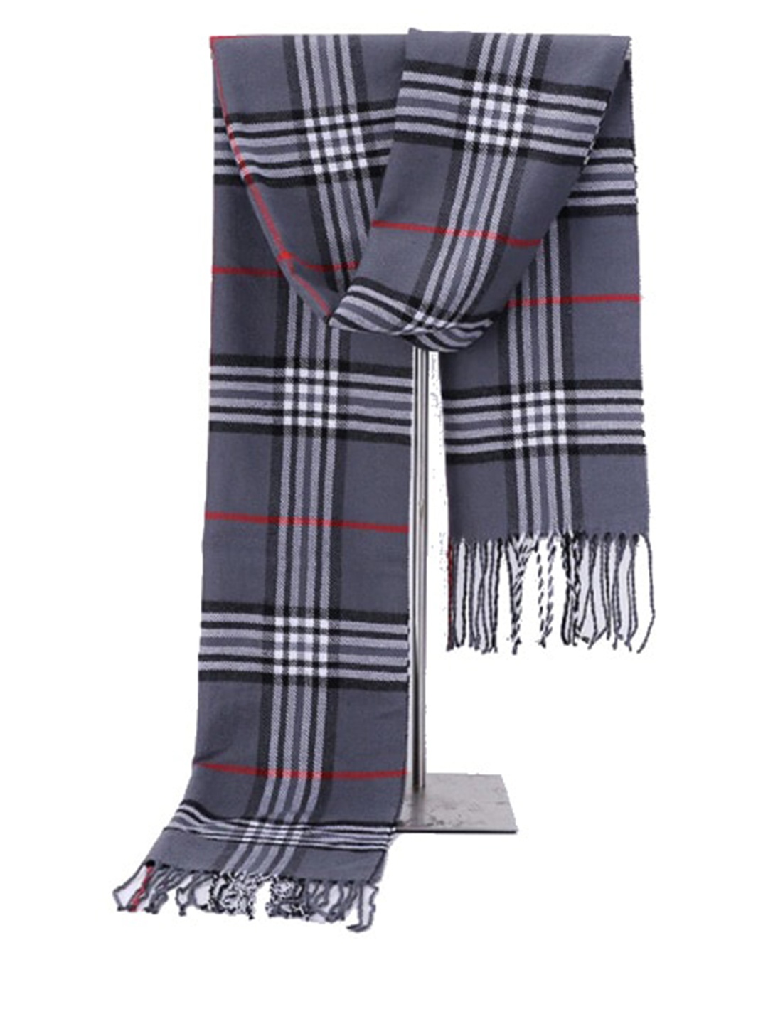 

Alexvyan Women Checked Acrylic Winter Muffler, Grey